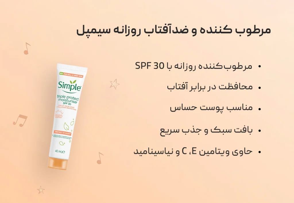 مرطوب کننده و ضدآفتاب روزانه سیمپل Simple 